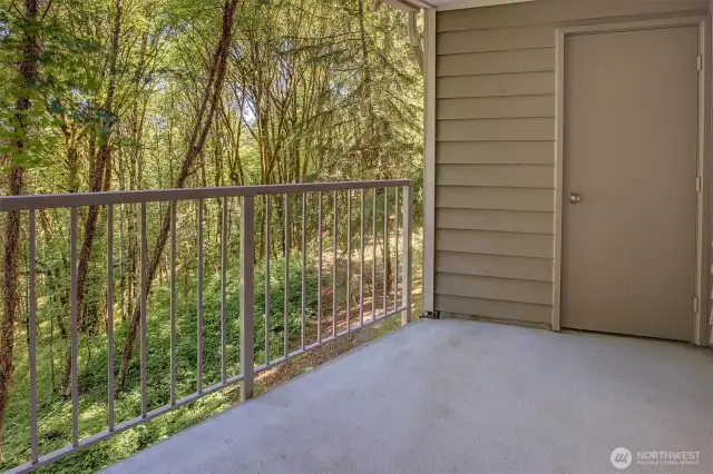 Balcony offers storage closet
