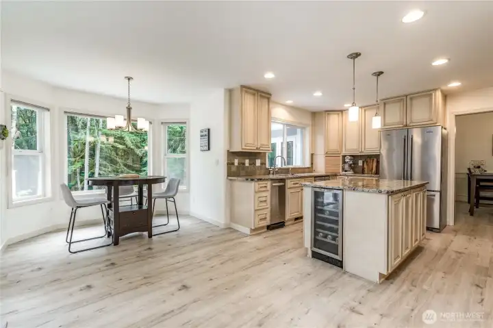 Enjoy casual dining in the breakfast nook or step into the formal dining area just off the kitchen