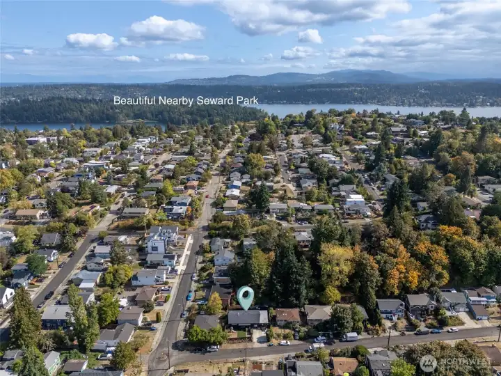 Seward Park, the jewel of Seattle's park system, is a short drive or bike ride from this home.