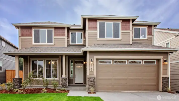 The Rainier, 2553 sq ft 3 beds, 2.5 baths and an oversized bonus room (could be a 4th bedroom) located at 727 Maggee St SE (lot 298). Home is under construction with a completion date of 1/22/26. Photo from similar plan on different lot for reference only.