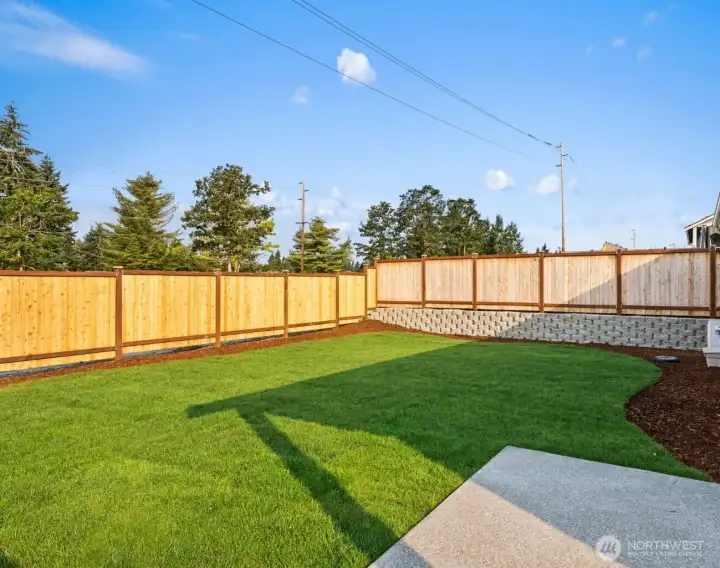Fully fenced backyard