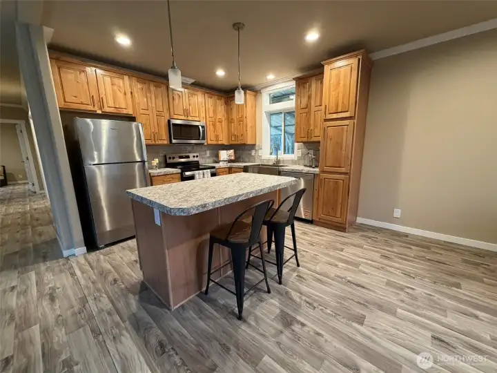 Kitchen with bar seating