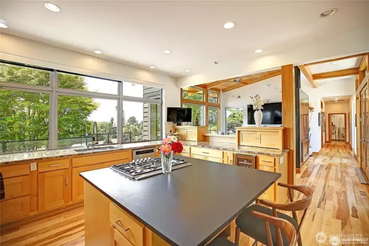 Kitchen looking through to the living room.