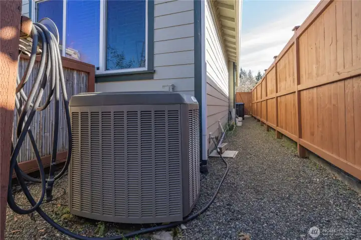 Heat pump and fully fenced yard