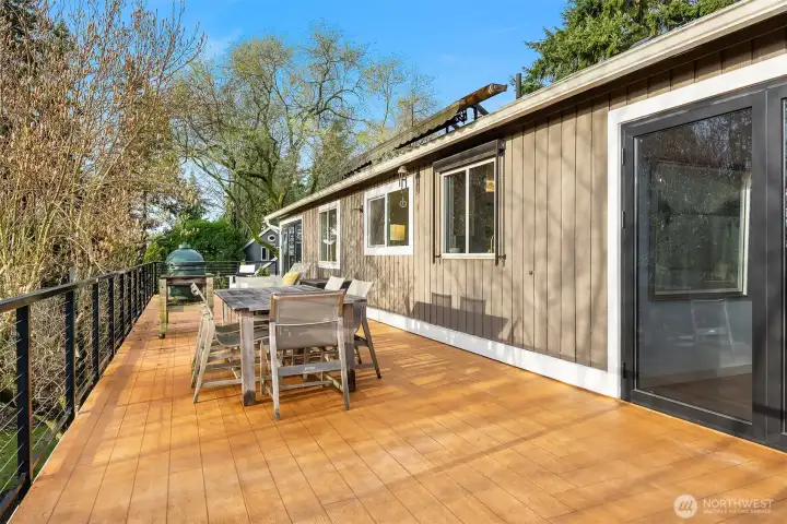 One of the newest, greatest features is the grand deck, which runs the length of the house. A composite material makes for little to no maintenance.