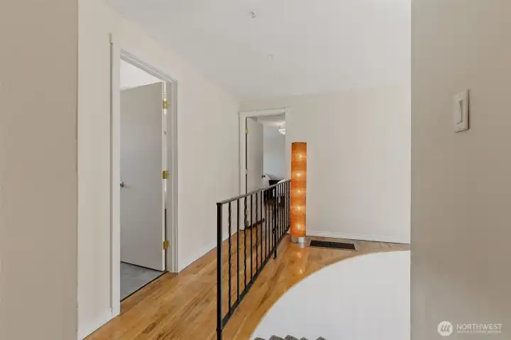 Primary bedroom with ensuite bath is the only room on the south end of the home