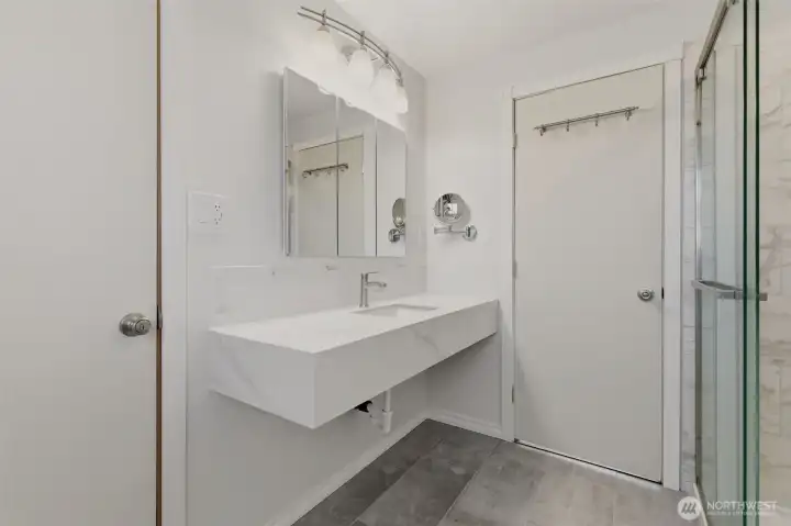 Ensuite bathroom for Primary Bedroom features Jack & Jill door in the event you want to share