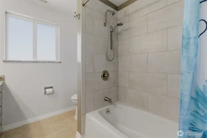 Full bath includes shower and tub