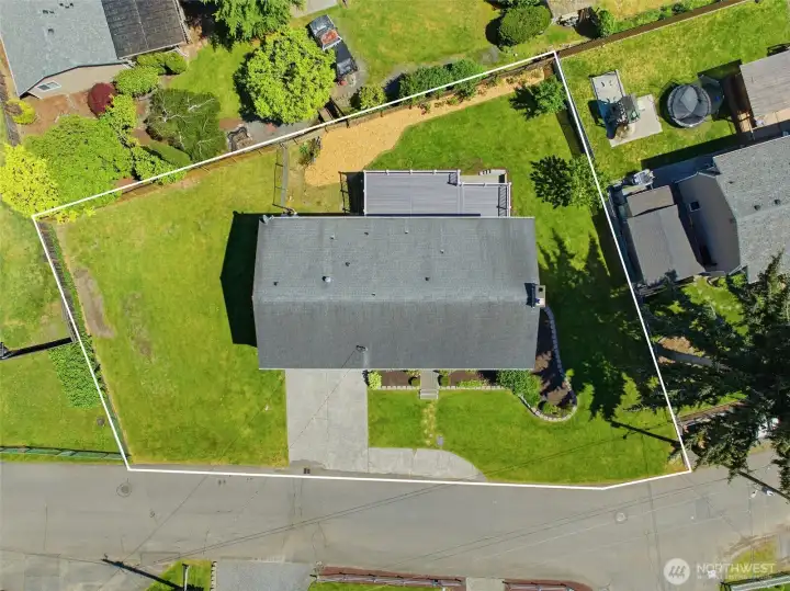 Aerial showing entire .27 acre lot with plenty of space for RV, play equipment, ADU(s) or whatever else you can imagine