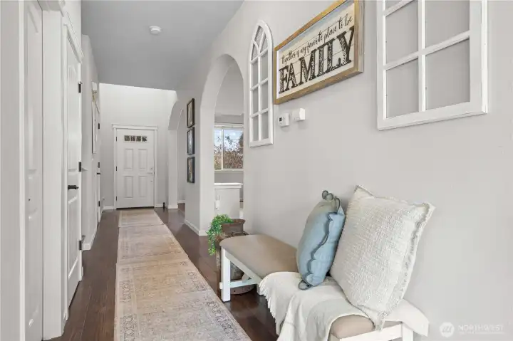 Entry with long hallway to kitchen