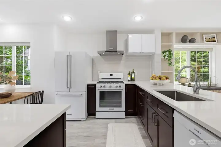 Kitchen w/ breakfast nook (virtually staged)