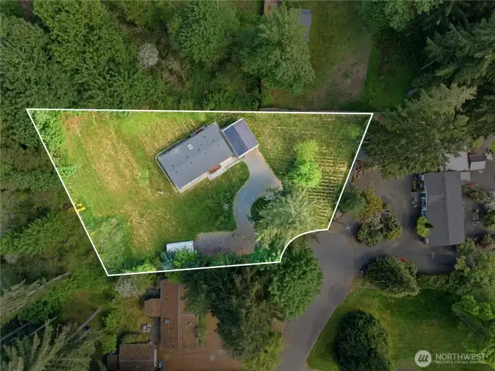 Aerial view of the property off the cul de sac