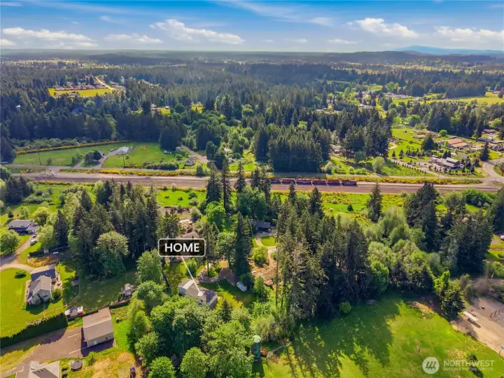 Timing my drive from the property, it is a 12 minute drive to Yelm Highway.