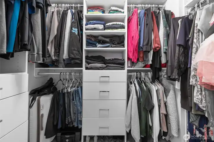 Custom designed walk-in closet and in every closet of the bedrooms