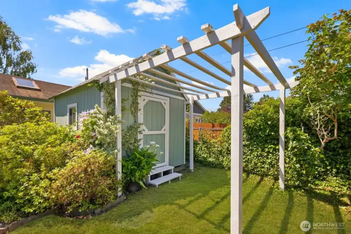A large shed for hobbies or extra storage.