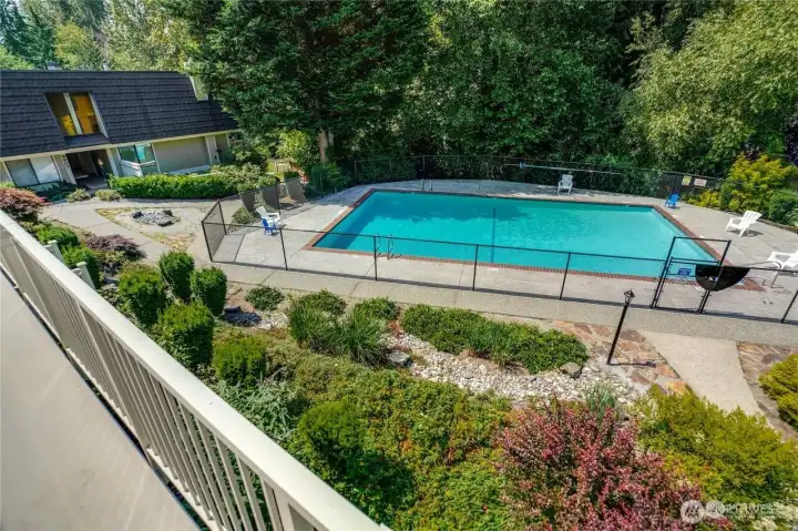 View of pool from condo balcony