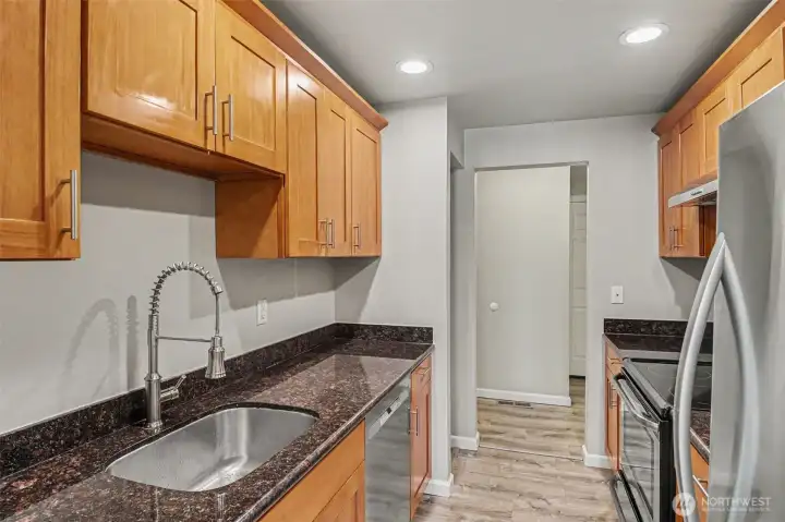 Kitchen with stainless steel appliances