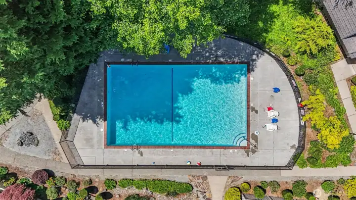 Large sparkling pool aerial view