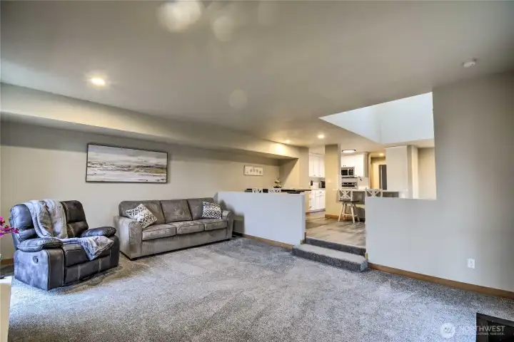 Large living room off kitchen
