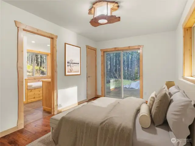 Virtually staged : Primary Bedroom with 2 closets include a walk-in.