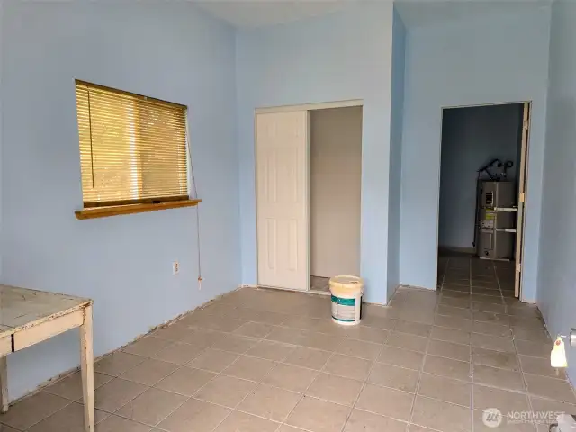 Additional room in back of garage - bath through door on right
