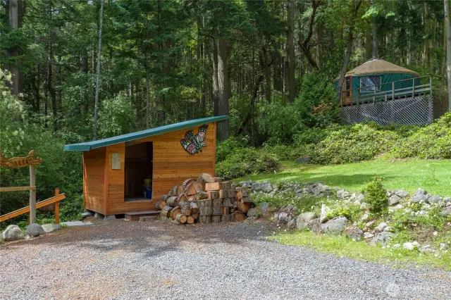 Woodshed and yurt