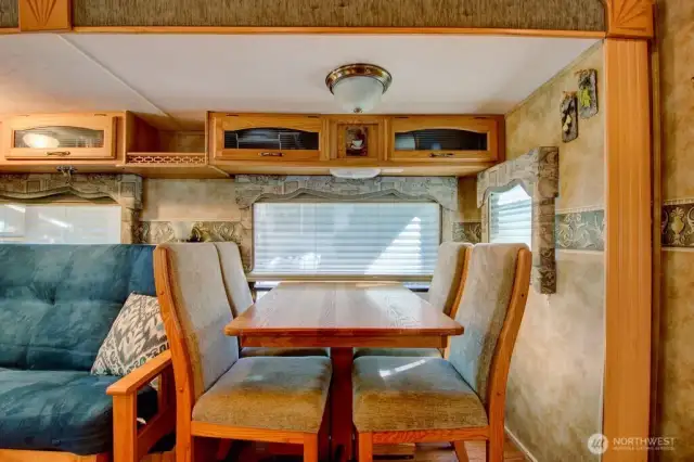 Dining area in trailer as well