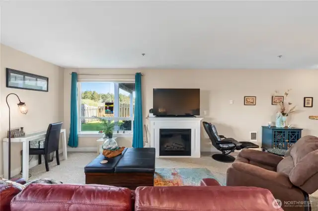 Fireplace in living area