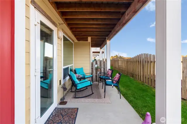 Outside fenced in patio area