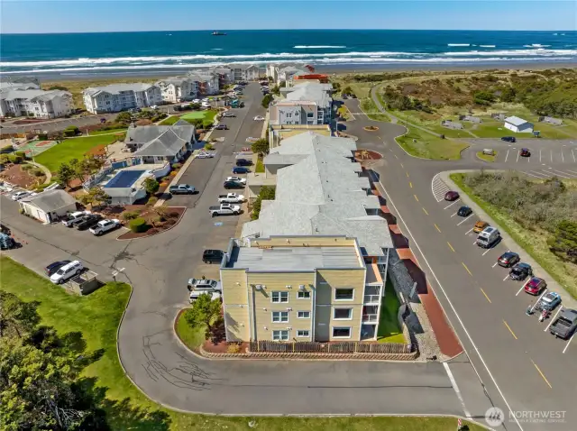 Side view of building 12 and ocean