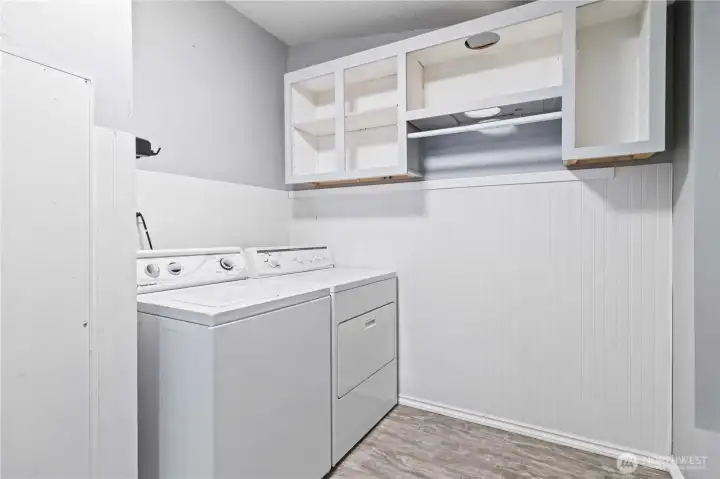 Utility room that also contains the door to the back of the house