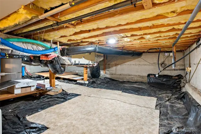 Section of the roughed in basement. TONS of Storage Space