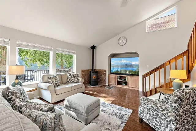 Enjoy the ambiance the cozy pellet stove brings.