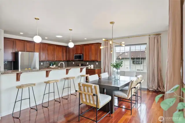 Dining is also open to the large kitchen