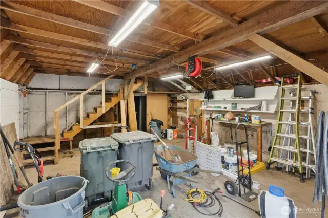 Detached Garage/Shop Interior - it's a bit of a mess but is spacious!
