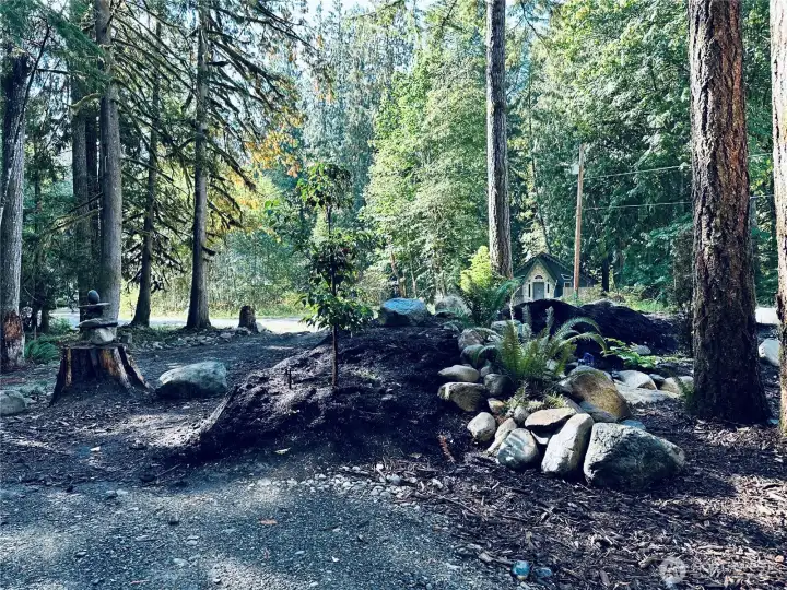 Planned space for garage studio expansion