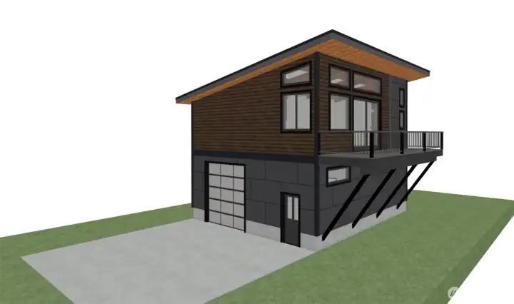 Artist rendering of the approved studio garage plans