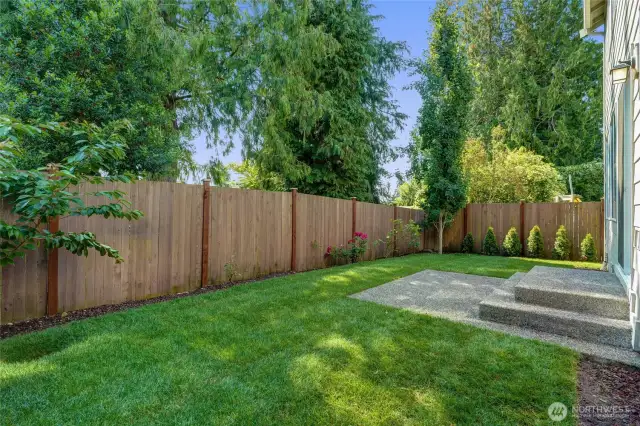 Private, fenced backyard.
