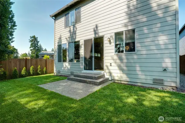 Private, fenced backyard & sideyard.