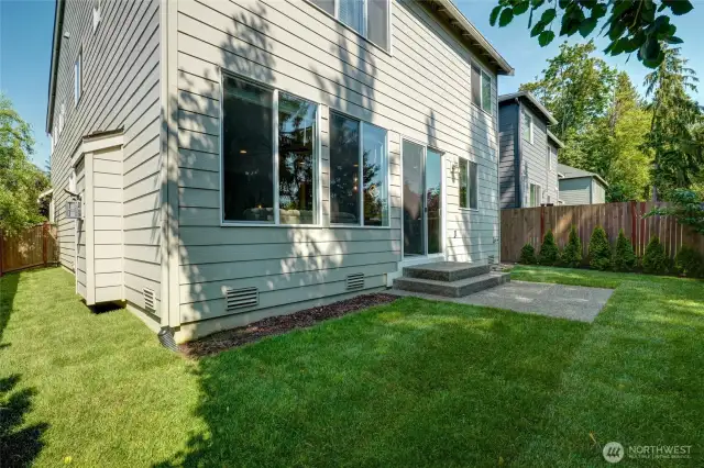 Private, fenced backyard & sideyard.