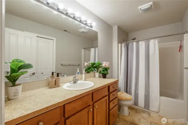 Lots of counter space with double vanity.