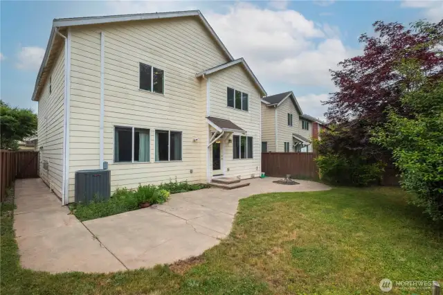 Your private, fully fenced back yard backing up to a green belt.