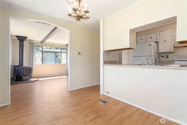From dining to living and kitchen