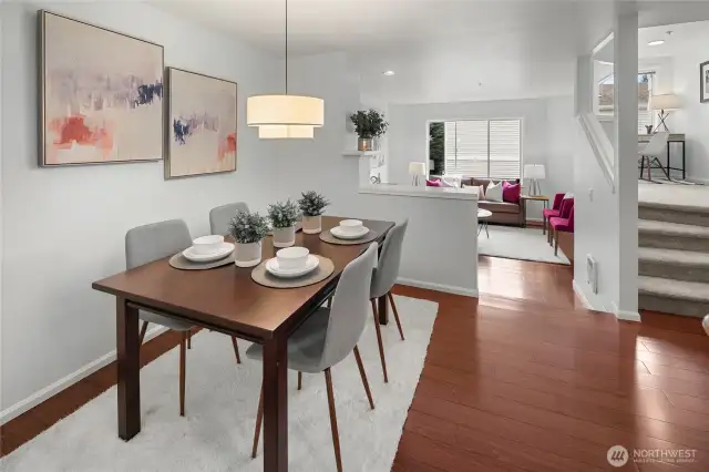 Dedicated dining area adjacent to kitchen