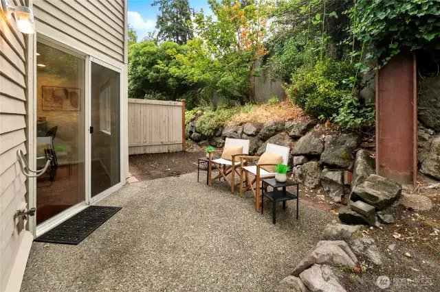 Kitchen opens onto private patio