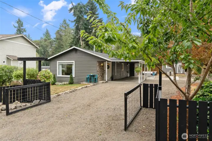 Gated driveway to home