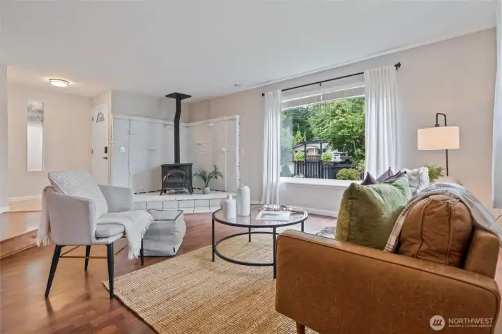 Living room with fireplace