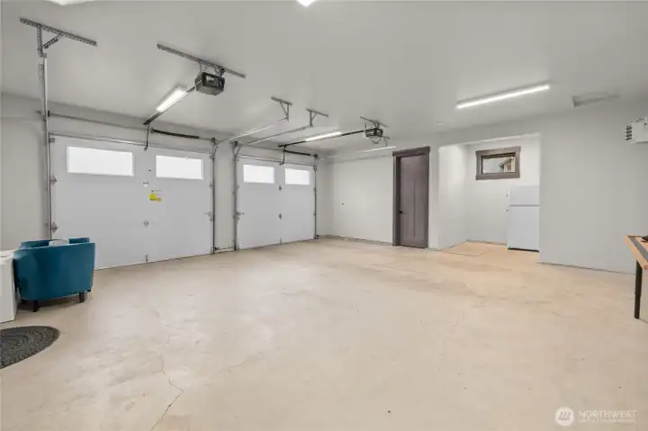 Garage with EV charger plug.