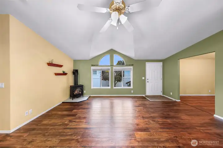 Large windows provide lots of natural light.