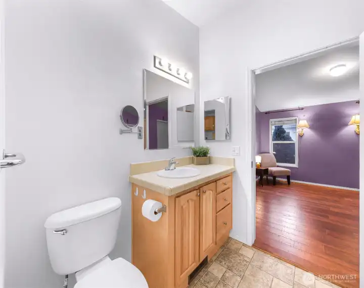 Clean, bright bathroom